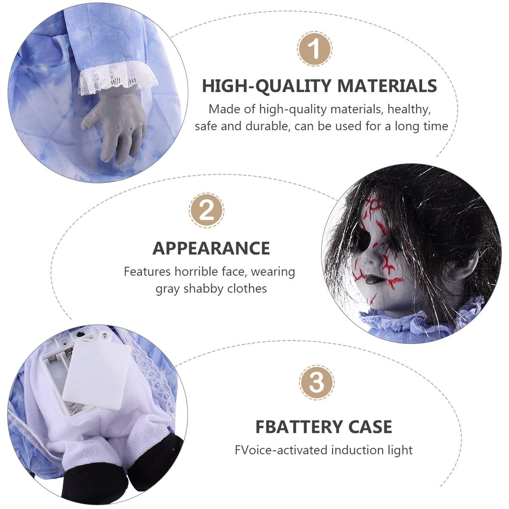 Halloween Scary Dolls, 1 PC Voice-activated Induction Glowing Walking Doll S95236