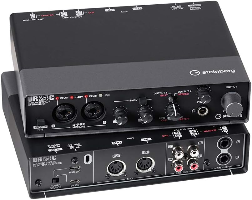 2x4 USB Audio Interface with Headphones, Pop Filter & XLR Cable Bundle E2798