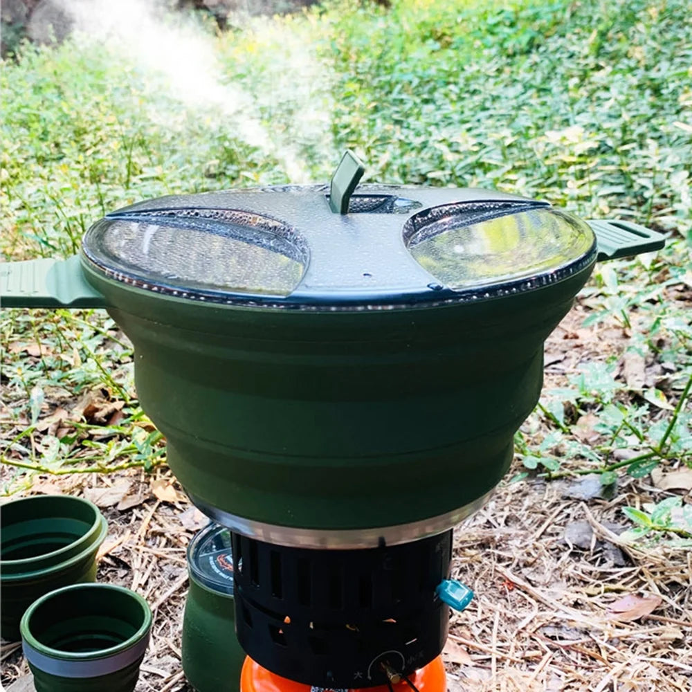 Folding Pot Set Portable Cookware Pan for Compact Camping B874