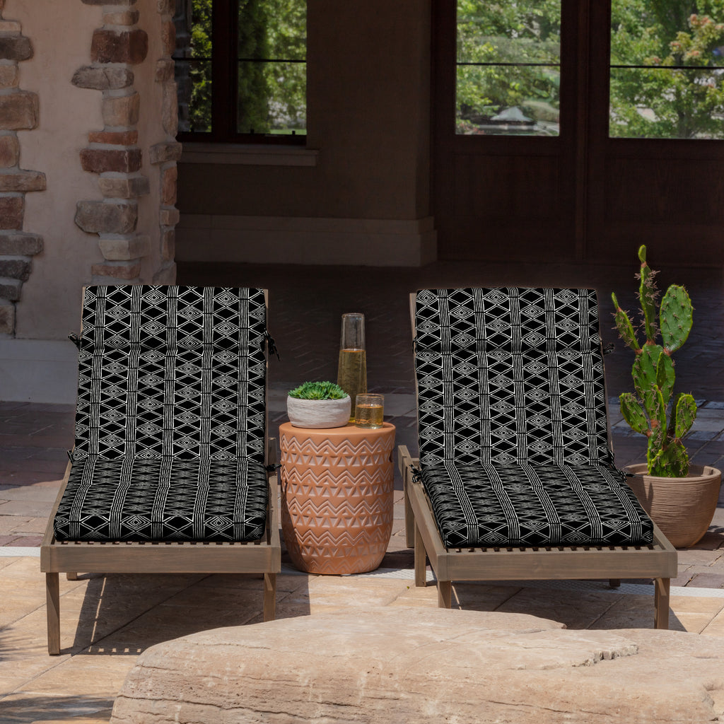 Black Global Stripe Outdoor Chaise Lounge Cushion L270