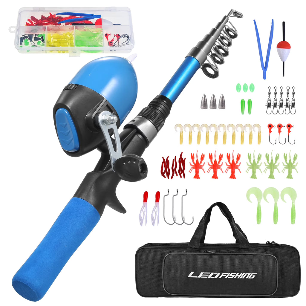 Kids Telescopic Fishing Pole and Reel Combo with Tackles and Lures P46692