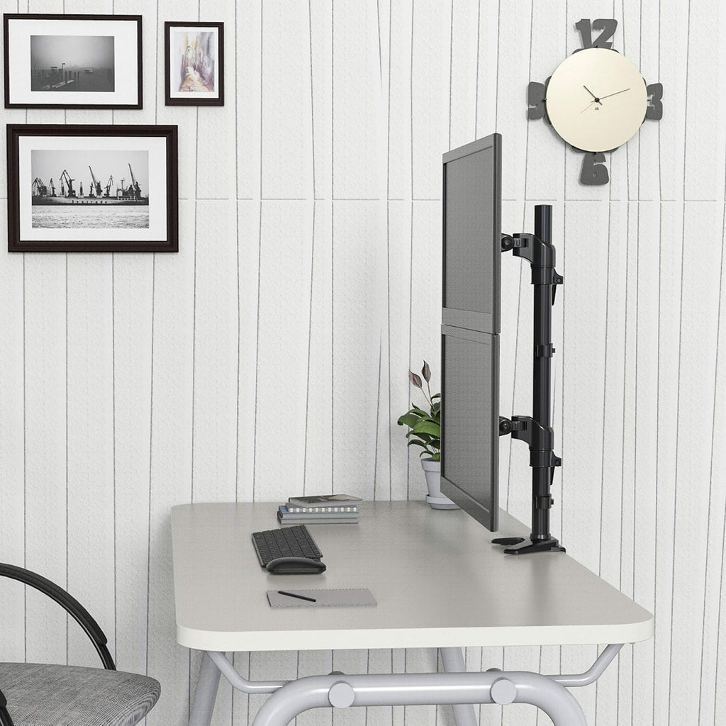 Vertical Dual Monitor Mount, Height Adjustable Heavy Duty C-Clamp and Grommet Mounting Base, VESA 75*75mm/100*100mm K80792