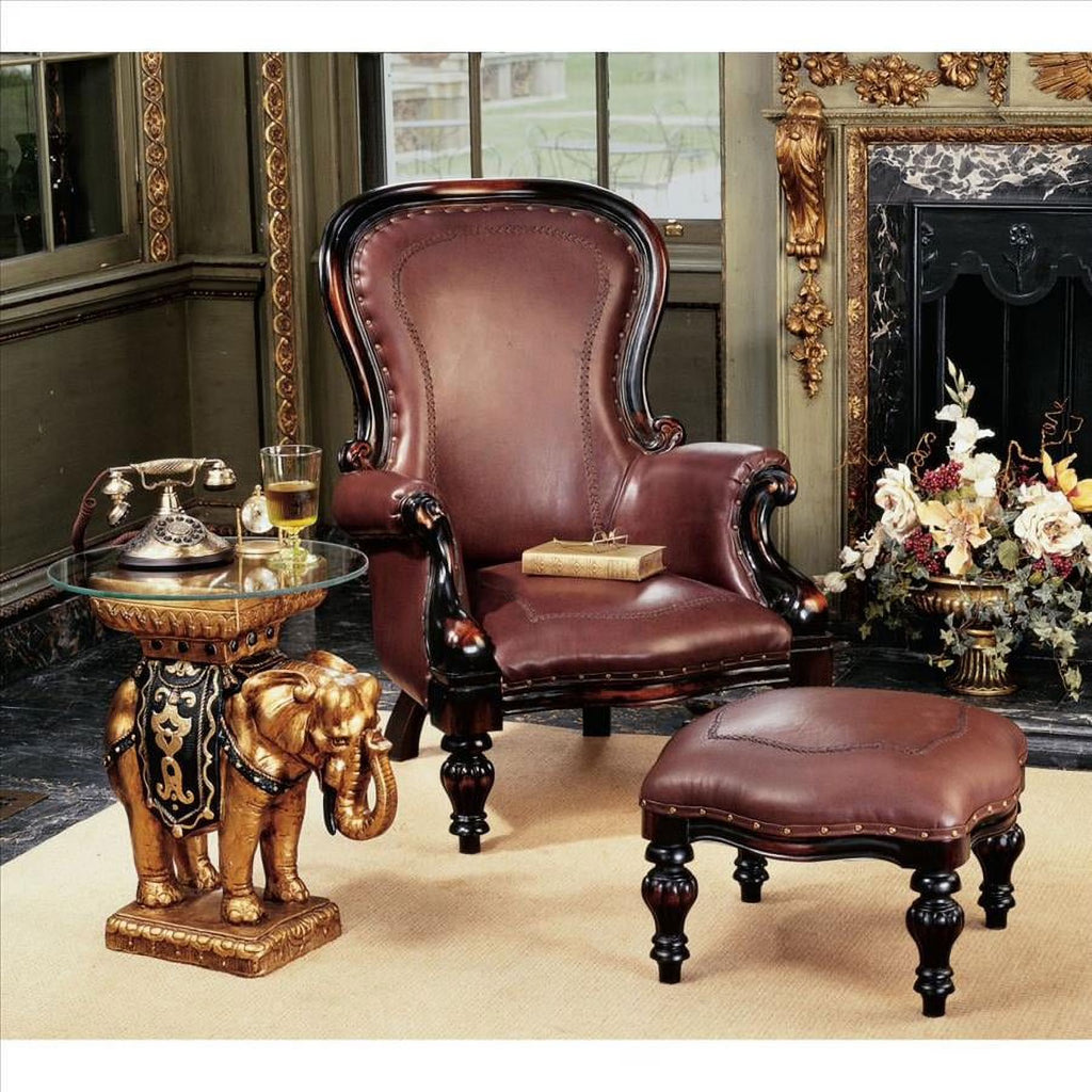 Faux Leather Chair & Ottoman L39174