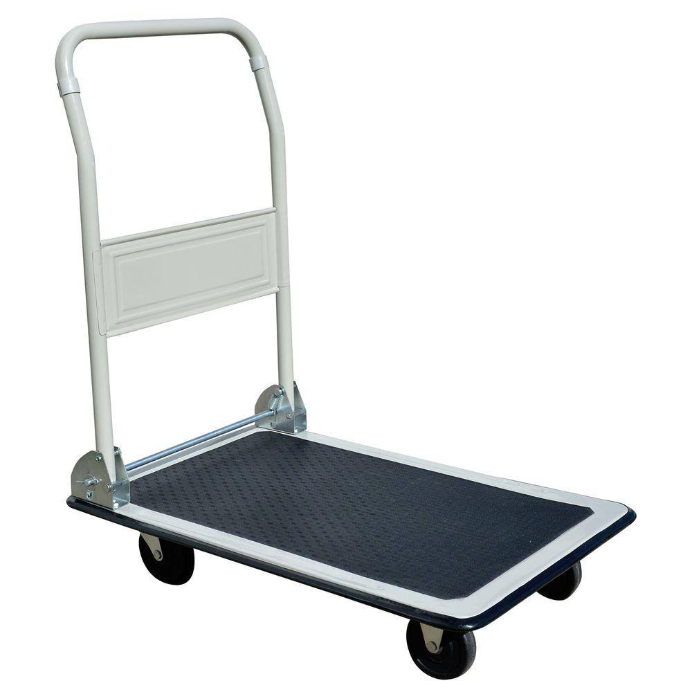 Steel Folding 4-Wheeled Platform Truck Utility Cart in White C3454