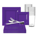 120 Settings Grape Purple Square Disposable Plastic Wedding Value Set B690235