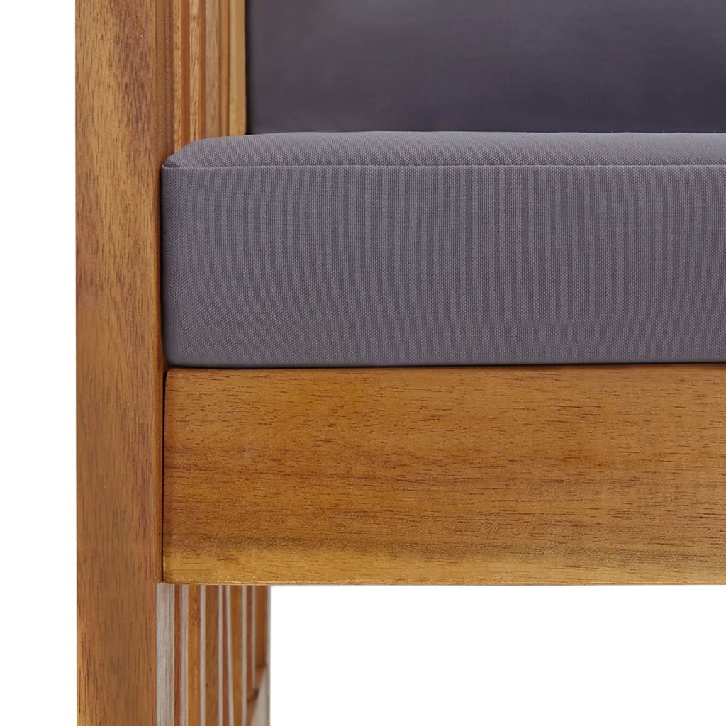 2 Piece Wooden Outdoor Conversation Set with Gray Cushion and Side Table N63684