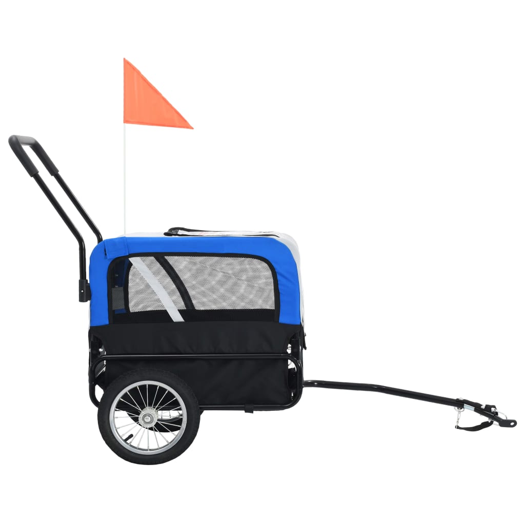 2-in-1 Pet Bike Trailer & Jogging Stroller Gray and Blue G219
