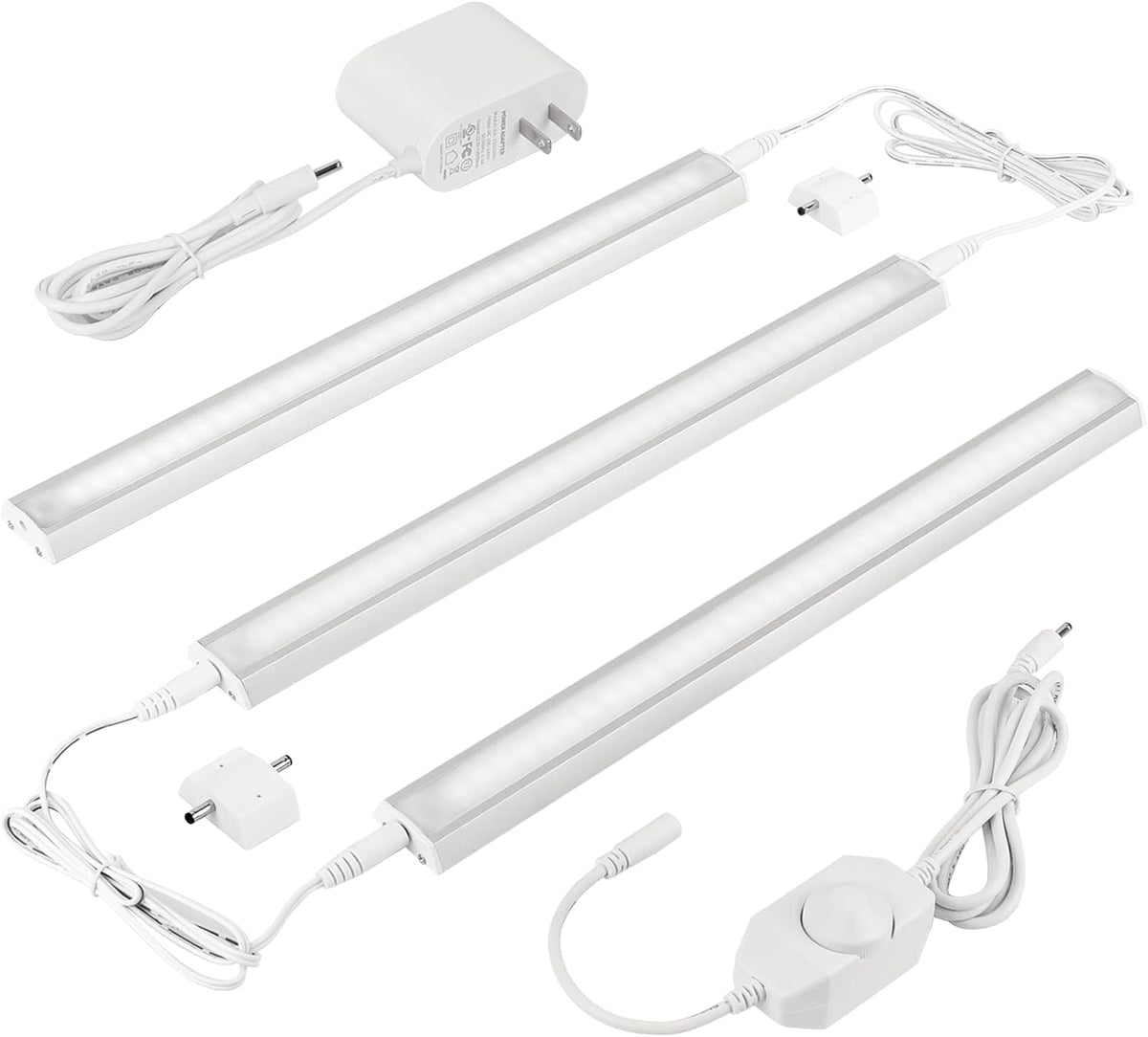 Dimmable LED Under Cabinet Light Bar, Daylight White 4000K, 3 Pcs 12 Inch, Plug in, Pack of 2 Z23879