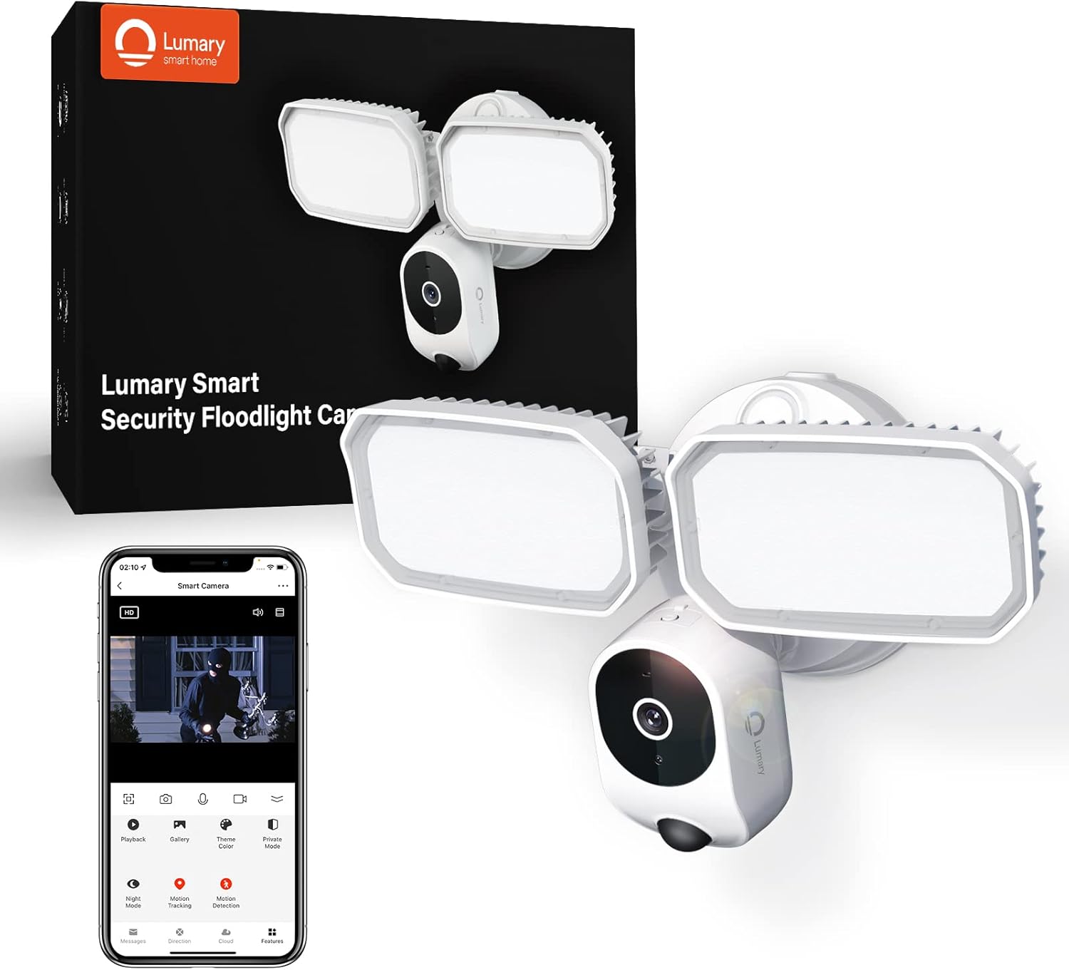 2K 3MP Smart WiFi Floodlight Camera with Motion Tracking and Night Vision R211
